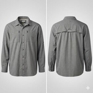 Magellan Outdoors Mens 3XL Fishing Shirt MagWick Grey Long Sleeve Vented Outdoor